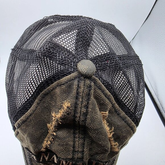 Panama Jack Mens One Size Gray Black Distressed Mesh Trucker Hat Adjustable - Picture 5 of 9